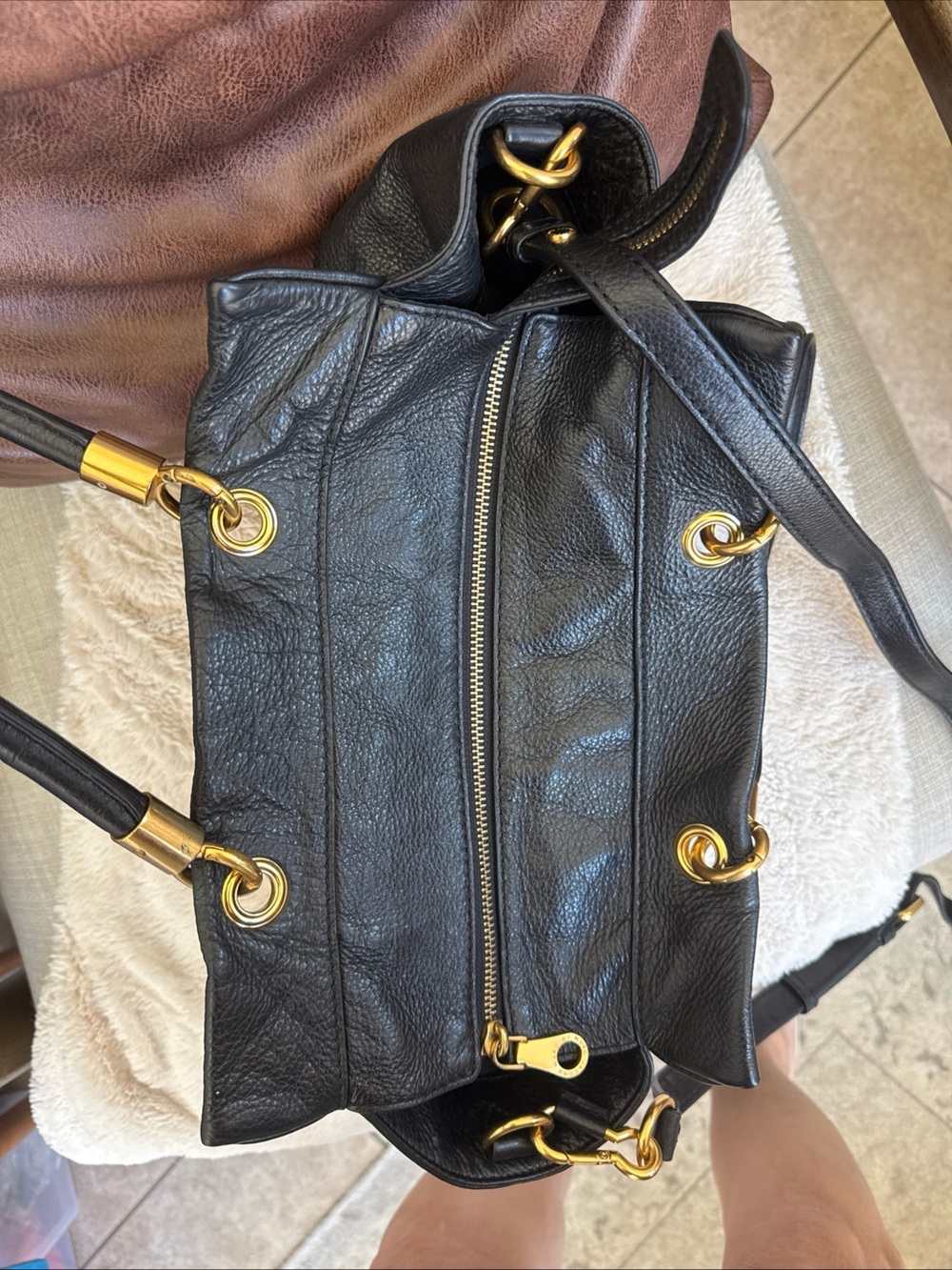Marc by Marc Jacobs Black Pebble Leather Tote Bag with Gold Hardware - Picture 5 of 12